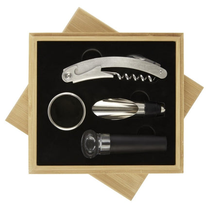 4 piece wine set in bamboo box pack of 25 - hospitality