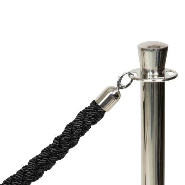 4 x Barrier post 875x9.5x9.5cm with bases and 5 ropes included - hospitality