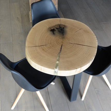 Rustic Round solid oak dining table for hotels, restaurants and offices (view 4)
