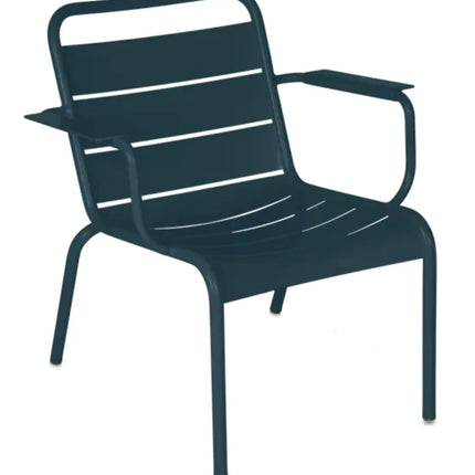Fermob Luxembourg garden armchair lounge with metal frame and woven seat