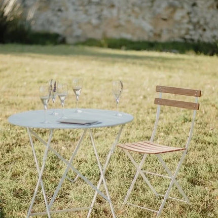 Fermob Bistro Natural folding chair with wooden seat and metal frame