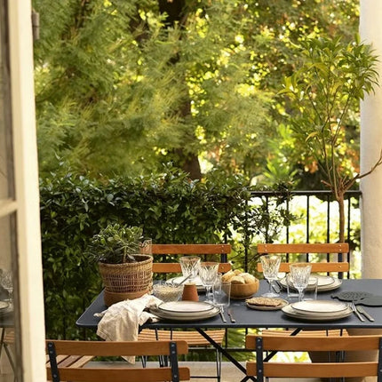Fermob Bistro Natural folding chair with wooden seat and metal frame