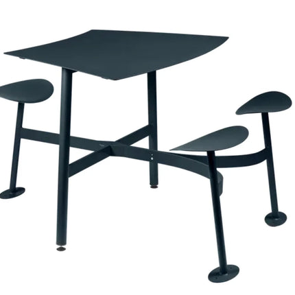Fermob Bolder 3 Seater bar stool with integrated square table and outdoor metal seating for hospitality and outdoor spaces.
