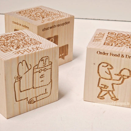 QR Code Block Natural 3 sides Branded 10-1000 Custom Wood Designs CU82EC_1