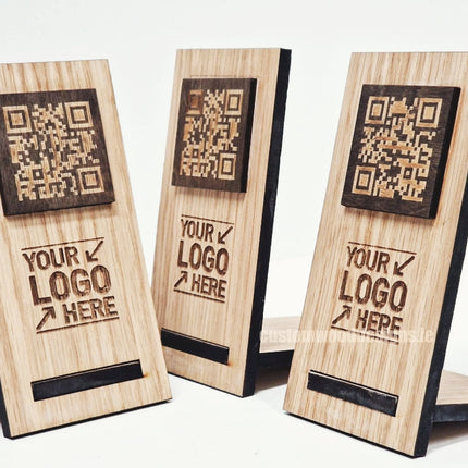 QR Display Stand - Laser Cut Light Oak 10-1000 Custom Wood Designs CUA6B7_1