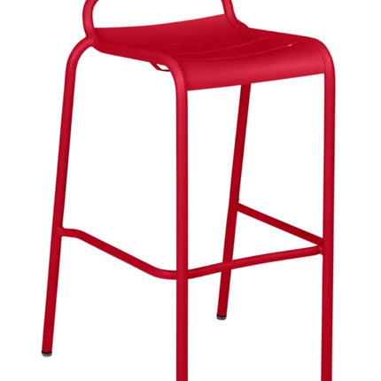 Red ochre Fermob Luxembourg bar stool for outdoor dining
