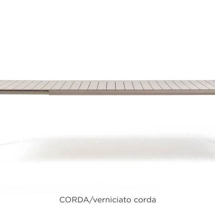 Nardi Tevere 210 extendable outdoor table corda regeneration recycled polypropylene slatted outdoor patio