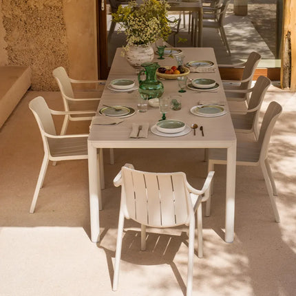 Nardi Tevere 210 extendable outdoor table corda polypropylene resin slatted top outdoor dining terrace