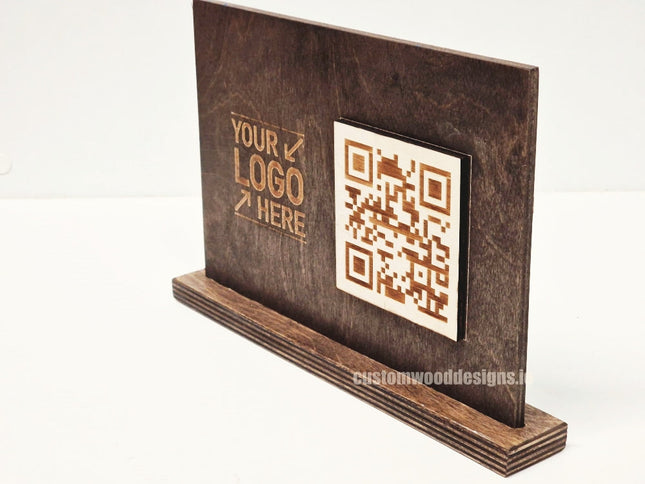 QR Display Stands A5 Brown Birch 10-1000 Custom Wood Designs CustomWoodDesignsIrelandWoodenQRCodesSustainableQRCodesLaserEngravedQRCodesHospitality_3