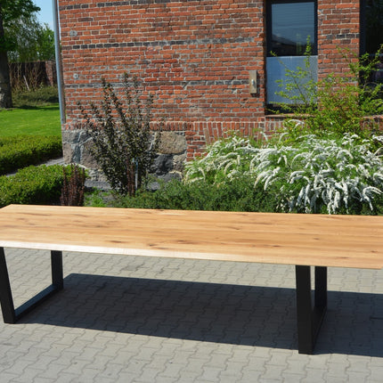Rustic Live Edge solid oak dining table for hotels, restaurants and offices – made to order, logo engraving available (view 5)
