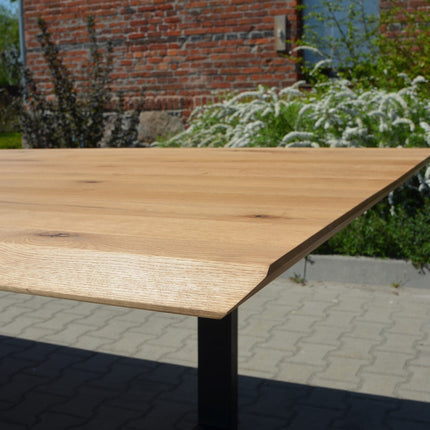 Rustic Live Edge solid oak dining table for hotels, restaurants and offices – made to order, logo engraving available (view 2)
