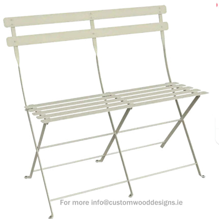 Fermob grey bistro two-seater folding ottoman bench with a modern design