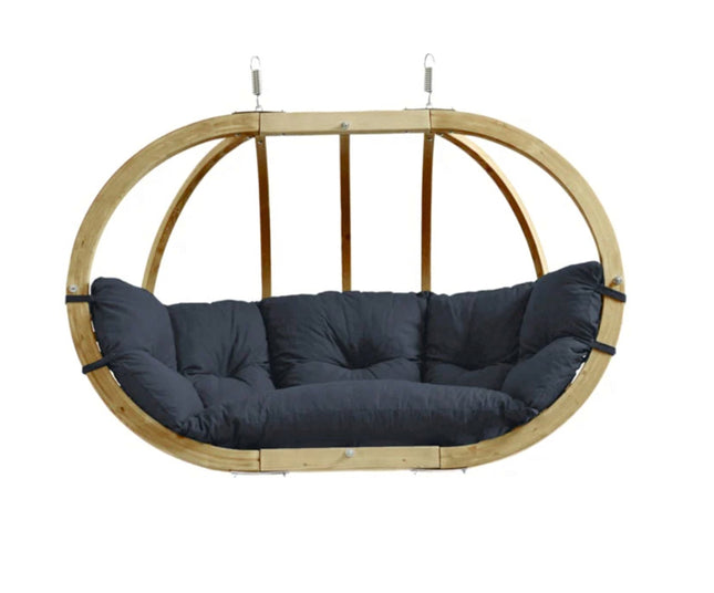 Globo Royal Double Hanging Chair & Wooden Stand Set in Anthracite – CWDH Ireland – photo 12