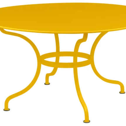 Black Fermob Romane round table with a black cherry finish