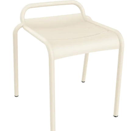 Black Fermob Luxembourg outdoor stool with a sleek cherry finish