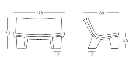 Fermob Low Lita Love Seat outdoor sofa with sleek design and metal frame