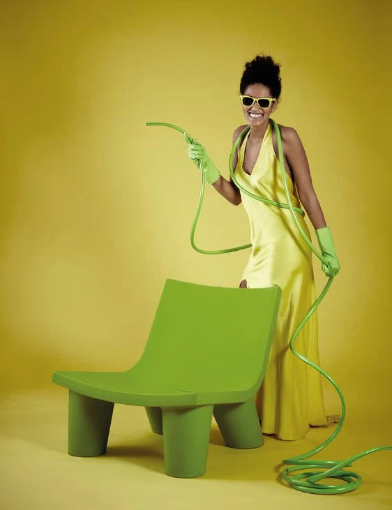 Green Fermob Low Lita Lounge Chair with a modern design