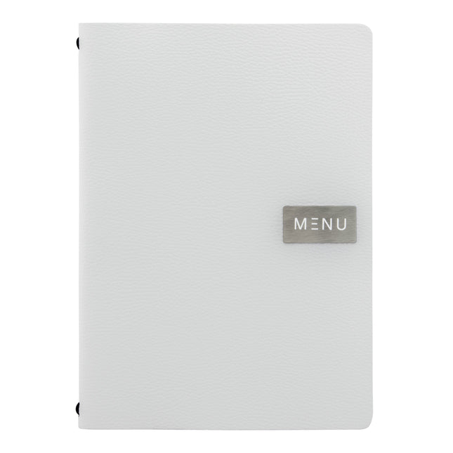 White A4 leather menu pack of 10 Custom Wood Designs __label: Multibuy MC-LRA4-RWWT_1_d3e49985-ba6b-4955-91f0-c6f02654d464