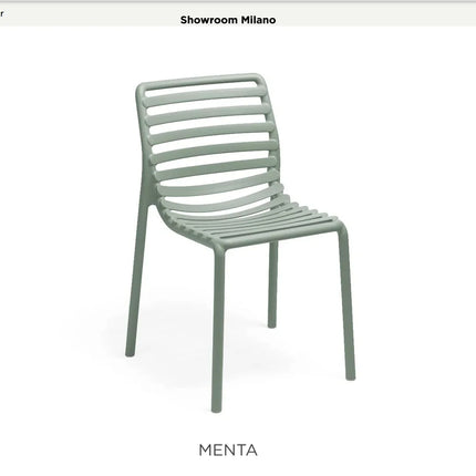 Nardi Doga Bistrot Chairs on a restaurant terrace – Italian armless polypropylene outdoor chairs