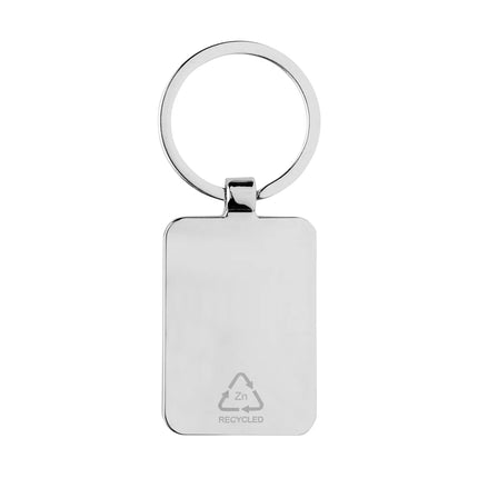 Recycled zinc alloy rectangle keychain with bamboo accent from XD Collection