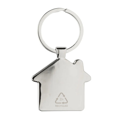 Recycled zinc alloy house keychain with bamboo accent from XD Collection