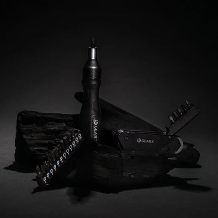 GearX bicycle multi-tool with various wrench and screwdriver attachments