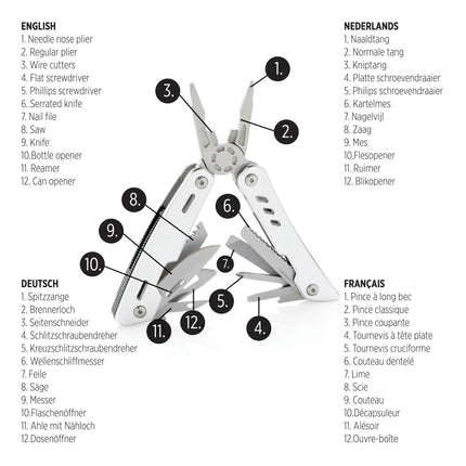 XD Collection solid multitool with multiple tools and torch features
