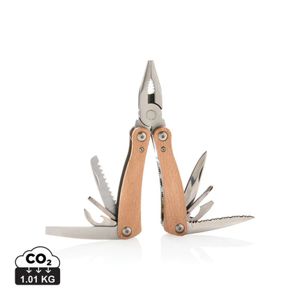 XD Collection wood multitool with various blades and attachments