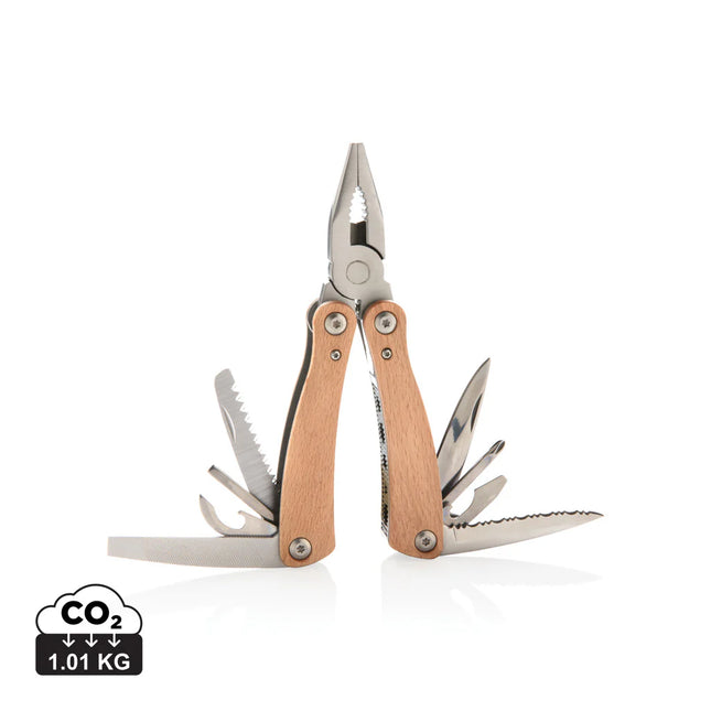 XD Collection wood multitool with various blades and attachments
