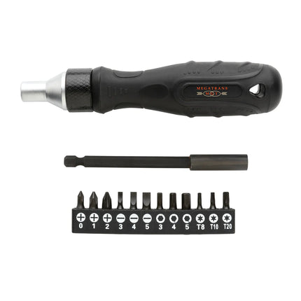 GearX ratchet screwdriver with ergonomic handle and metal shaft