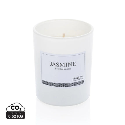 Small Ukiyo scented candle in a clear glass container