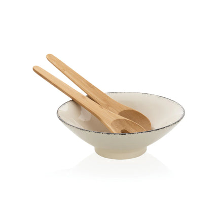  round ceramic bowl for serving salads in a stylish home dining setting