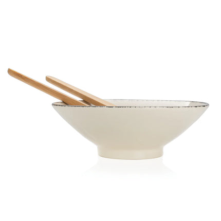 Ukiyo salad bowl with bamboo salad servers