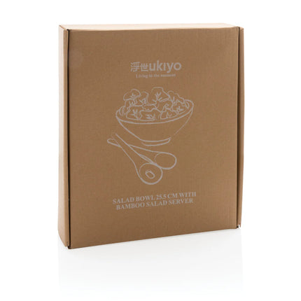 Ukiyo salad bowl with bamboo salad servers