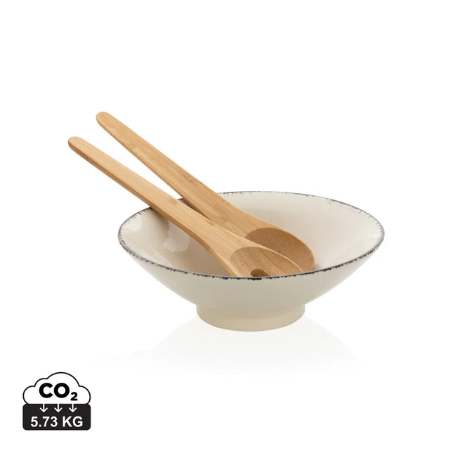 Ukiyo salad bowl with bamboo salad server set