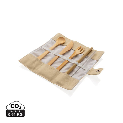 Reusable bamboo travel cutlery set from XD Collection with fork