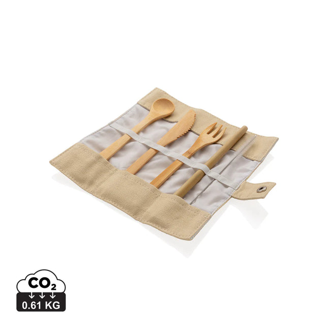 Reusable bamboo travel cutlery set from XD Collection with fork