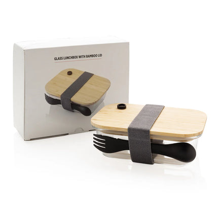 Glass lunchbox with bamboo lid from XD Collection