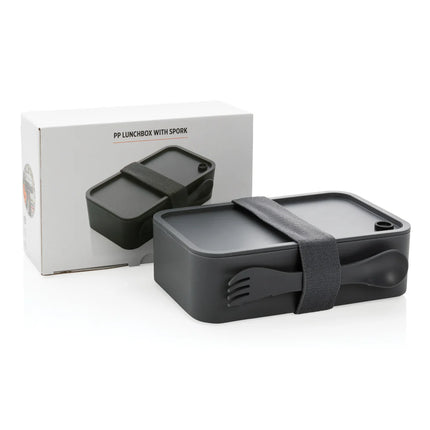  durable plastic food container with lid and integrated utensil for convenient meal prep.
