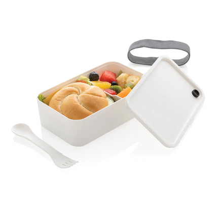  featuring a secure lid and included utensil.