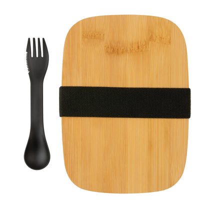 Stainless steel lunchbox with bamboo lid and spork from XD Collection