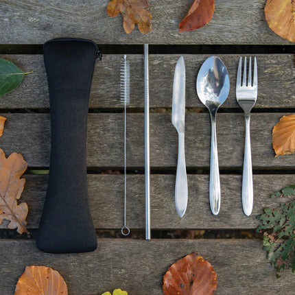 Set of four stainless steel reusable outdoor cutlery pieces from XD Collection