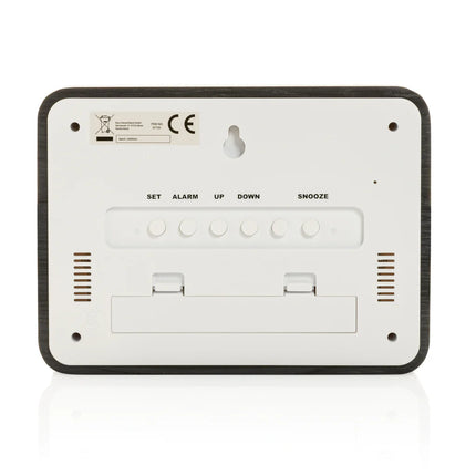 Grundig weatherstation with alarm and calendar displaying digital screen