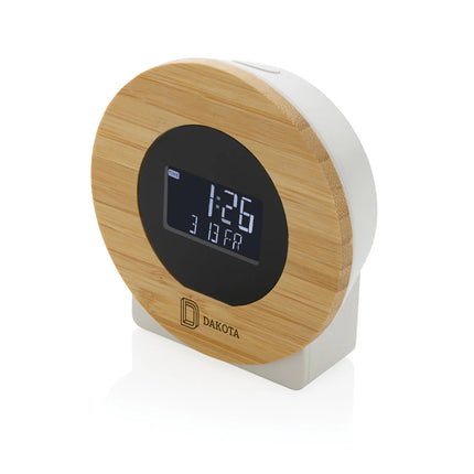 XD Collection Utah RCS plastic and bamboo LCD desk clock designed for phones and tablets
