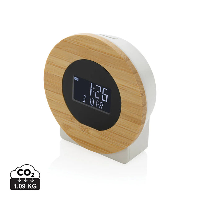 XD Collection Utah RCS plastic and bamboo LCD desk clock for phones and tablets