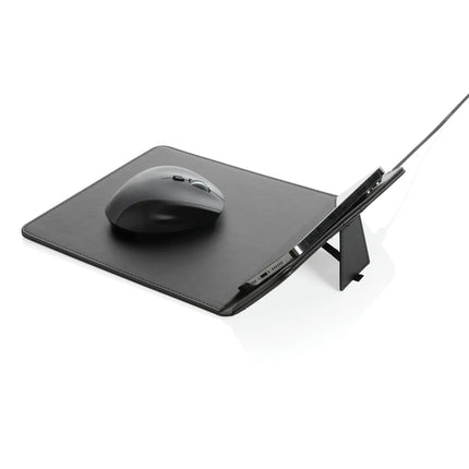 Swiss Peak RCS recycled PU 10W wireless charging mousepad for phones and tablets