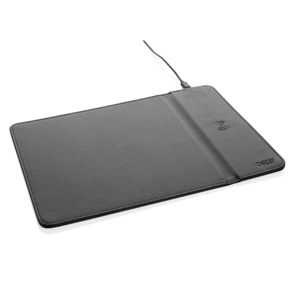 Swiss Peak RCS recycled PU 10W wireless charging mousepad for phones and tablets