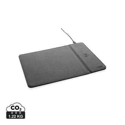Swiss Peak RCS recycled PU 10W wireless charging mousepad with phone and tablet accessories