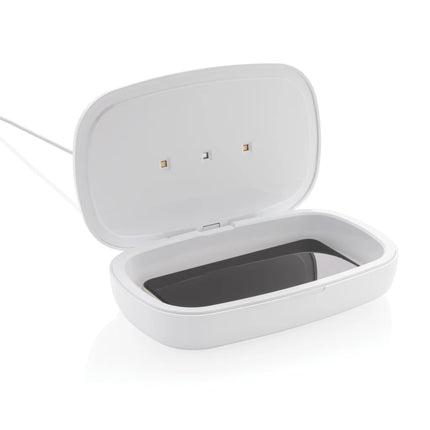 UV-C steriliser box with 5W wireless charger for phones and tablets