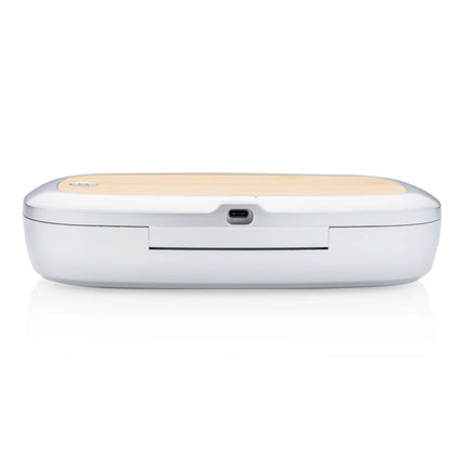  shown with open lid and device inside.
